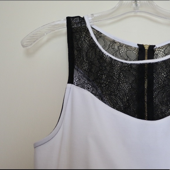 Express Two Tone White and Black Lace Tank - Picture 2 of 4